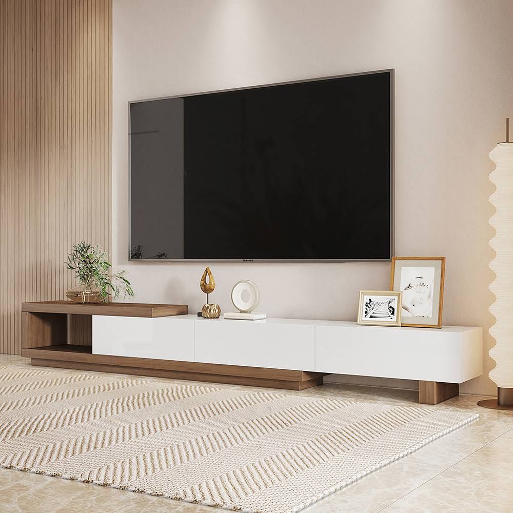 Quint minimalist TV unit, extendable from 1790 mm to 250 mm