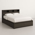 Wooden Bed with Storage and Black Bookshelf Headboard 200x160 cm