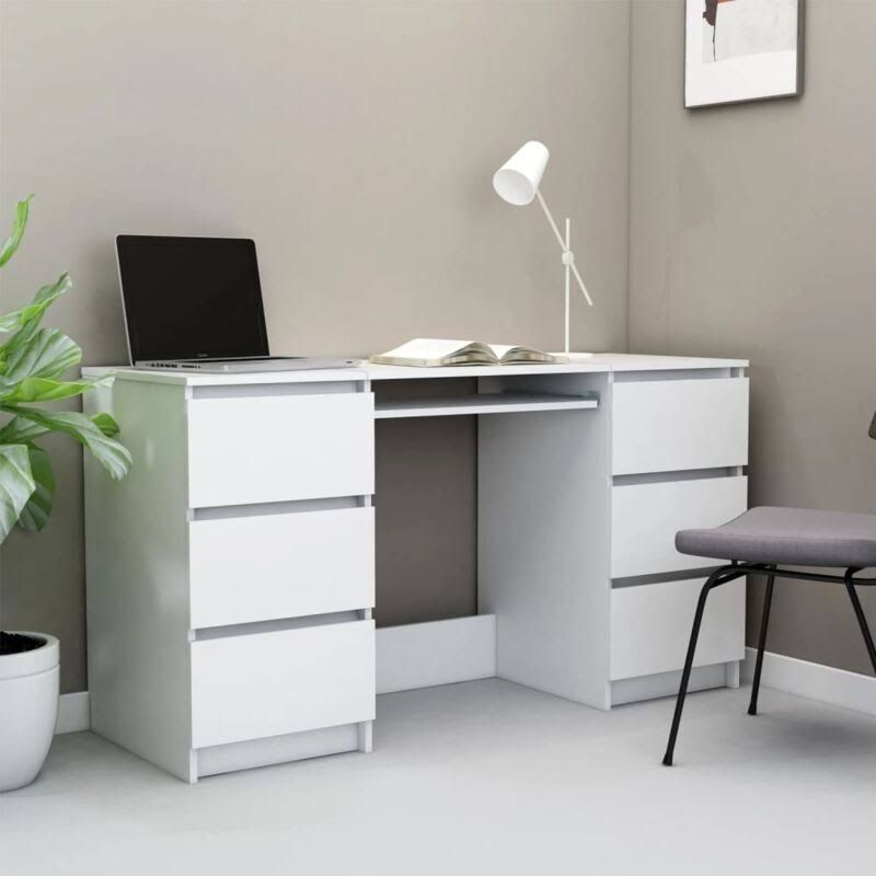 Ibuyke - White Desk 140x50x77 cm Engineered Wood