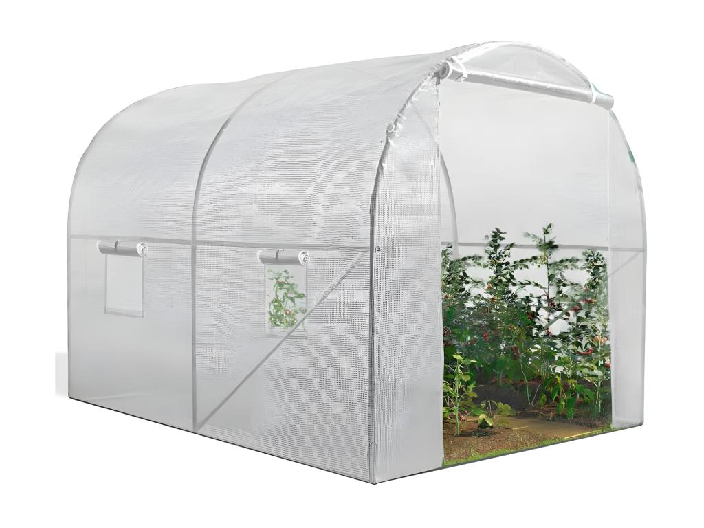 White 6m² tunnel greenhouse for market gardening, suitable for all seasons (2x3m)