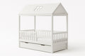 White wooden cabin bed for children with storage drawer