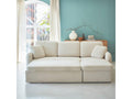 Convertible corner sofa in white bouclé fabric - Milano - 3-seater. Reversible corner armchair with storage compartment and modular bed.