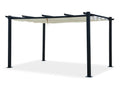 Mobiliazen/Aluminum Pergola 3x4m with Retractable Sliding Canopy - Grey/Ecru - OHIO XL