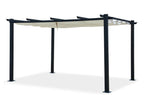 Mobiliazen/Aluminum Pergola 3x4m with Retractable Sliding Canopy - Grey/Ecru - OHIO XL