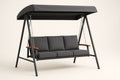 Garden swing with grey polyester cushions