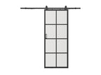 Sliding door with surface-mounted system - aluminum and tempered glass - H205 x W83 cm - Decoauthentic II 