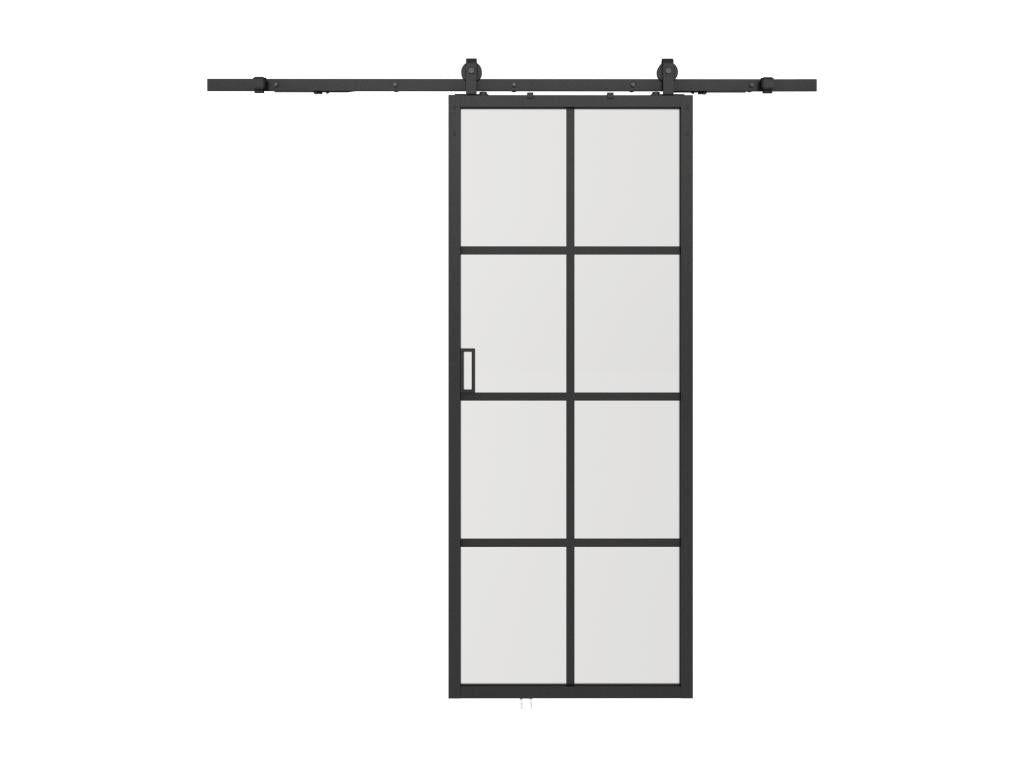 Sliding door with surface-mounted system - aluminum and tempered glass - H205 x W83 cm - Decoauthentic II 