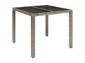 3-piece garden dining set with grey resin wicker cushions