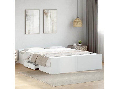 Bed frame with drawers, white, 140*200 cm, engineered wood