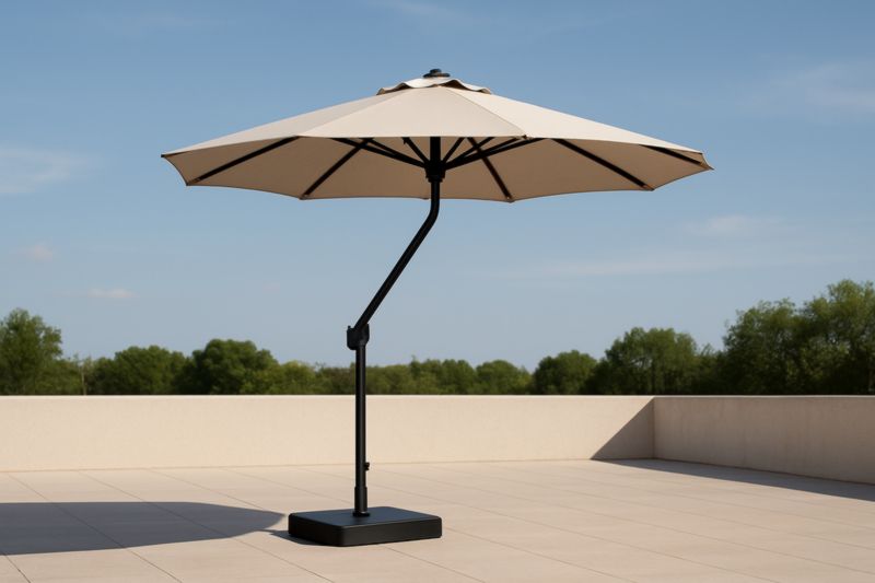 Tiltable aluminum parasol with beige polyester canopy