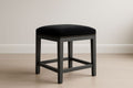 Square Black Fabric Stool with Wooden Frame 45x40x40cm