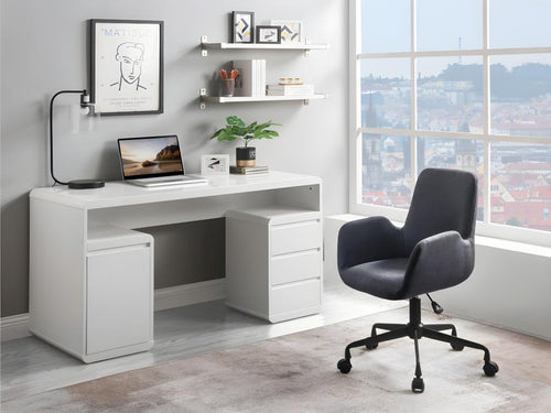 Homeepure desk with storage - white lacquered MDF