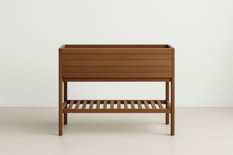 Acacia Wood Planter with Shelf 80 cm x 30 cm x 70 cm Brown