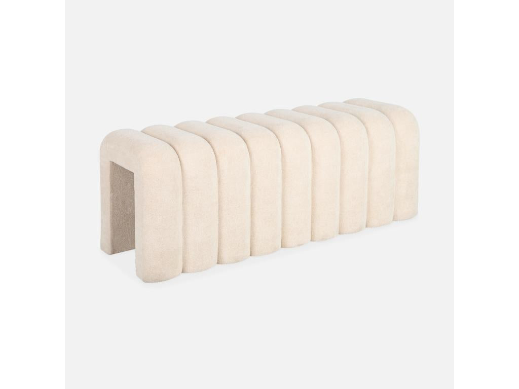 Contemporary beige fabric bench/bench