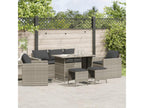 6-piece garden furniture set with light grey cushions, woven resin