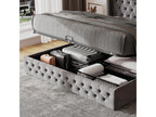 140x190cm velvet storage bed with slatted base - Grey