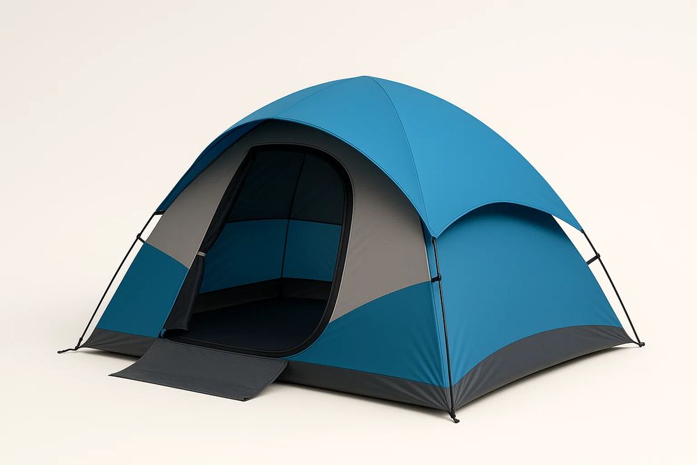 Polyester dome tent with fiberglass poles, 210 cm x 150 cm x 110 cm