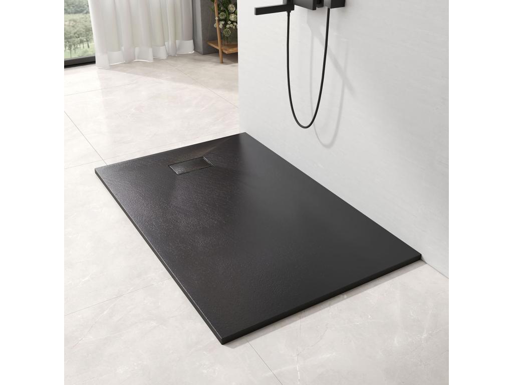 Cheneclair Shower Tray, Flat Non-Slip Shower Tray, SMC Shower Tray to Cut to Size, 140x90cm - Black