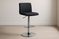 Adjustable Bar Stool in Black Fabric and Metal