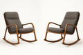 Rocking chair in wood with grey fabric
