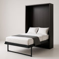 Vertical wall bed in wood and black metal 200x150cm