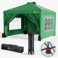 3x3m Pop-Up Garden Gazebo, Easy Installation, with Doors and Windows, Green 