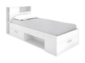 Bed with headboard, storage and drawer - 90x190 cm - White - Zenmobilier