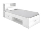 Bed with headboard, storage and drawer - 90x190 cm - White - Zenmobilier