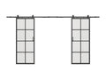 Double sliding door with surface-mounted system - aluminum and tempered glass - 2 x H205 x W93 cm - Decoauthentic II 