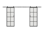 Double sliding door with surface-mounted system - aluminum and tempered glass - 2 x H205 x W93 cm - Decoauthentic II 