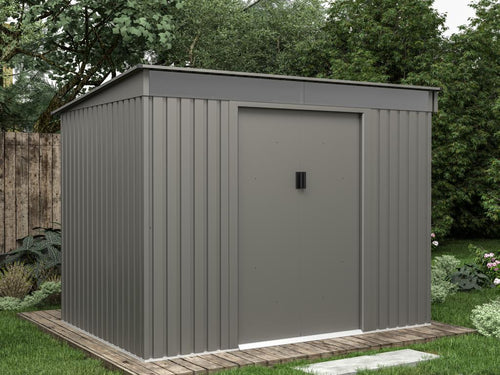 4.77 m² Grey Galvanized Steel Metal Garden Shed - Zenmobilier