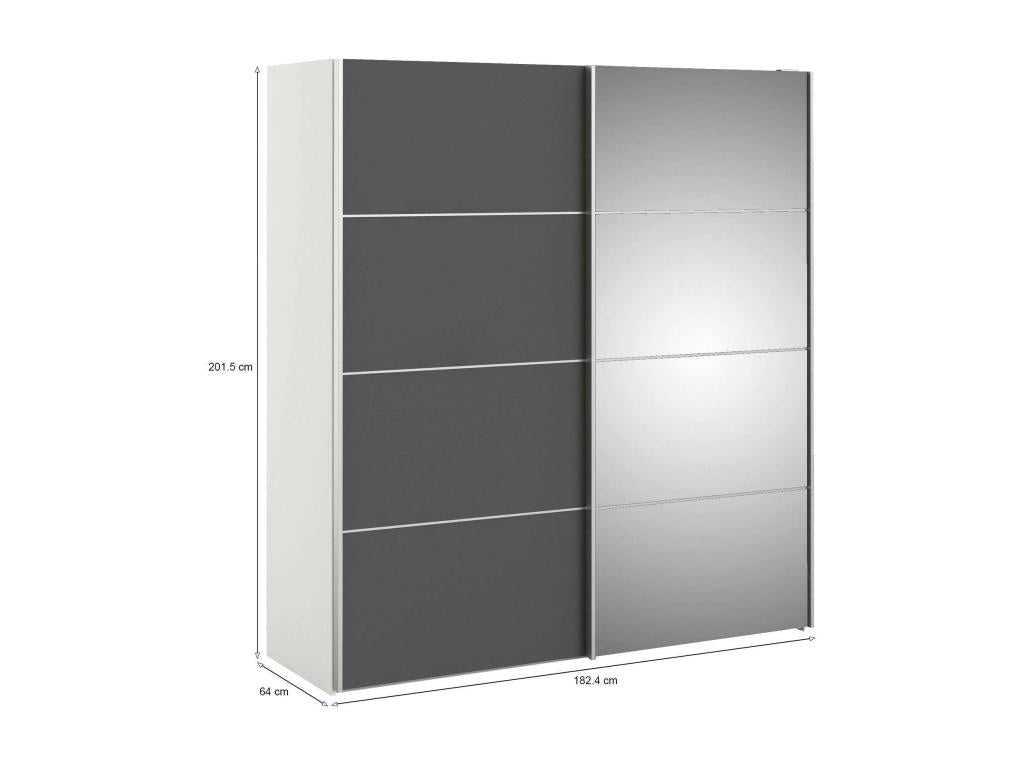 Urbideco 2-Door Wardrobe, Bedroom Furniture, Walk-in Closet, Clothes Storage, 182x64x202 cm, Grey and White