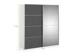 Urbideco 2-Door Wardrobe, Bedroom Furniture, Walk-in Closet, Clothes Storage, 182x64x202 cm, Grey and White