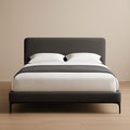 Grey double bed in polyester fabric and metal, 160x200 cm