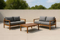 Wooden garden furniture set with grey cushions