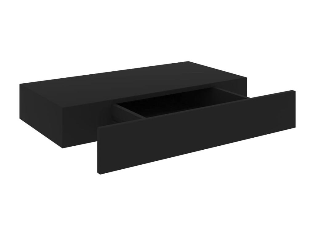 Floating wall shelf with drawer, black, 48*25*8 cm