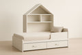White wooden children's bed with integrated shelves 200x90cm