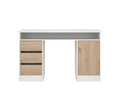 CLASS desk with 3 drawers and 1 door, white and oak effect