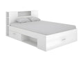 Bed with headboard, storage and drawers - 140x190 cm - White - Decochicmeu