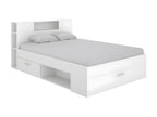 Bed with headboard, storage and drawers - 140x190 cm - White - Decochicmeu
