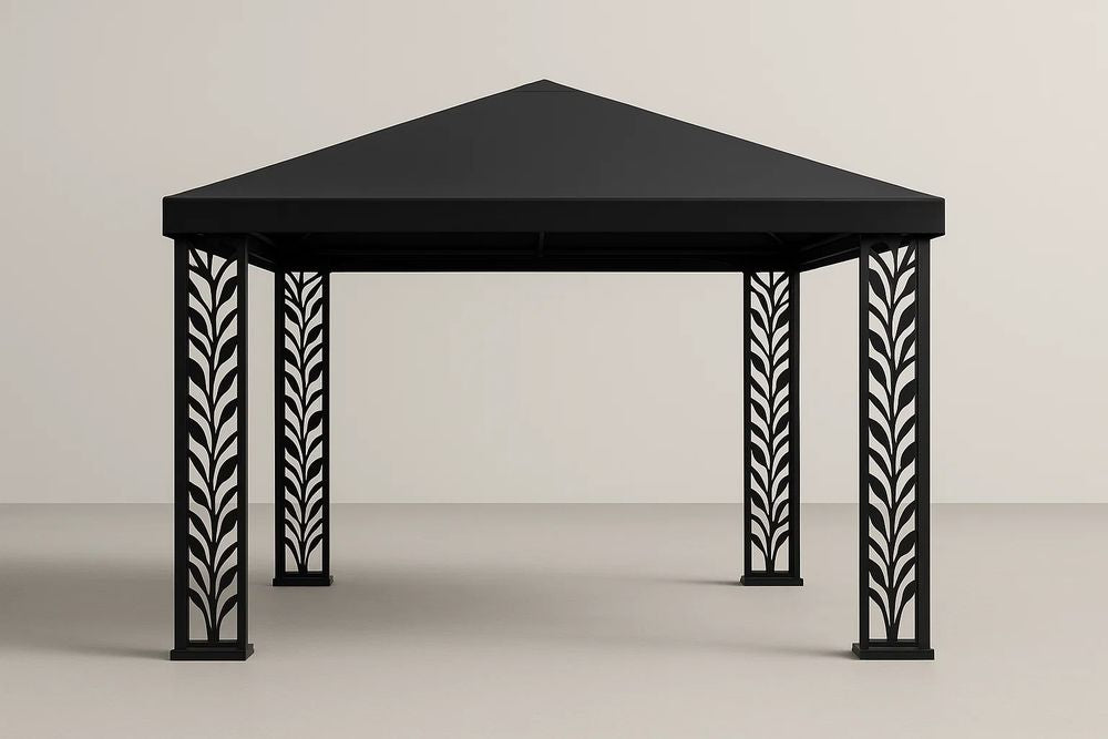 Black Aluminium Garden Gazebo with Polycarbonate Roof 300x300 cm