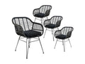 Zenmobilier - Set of 4 Black Synthetic Rattan Armchairs with Steel Legs