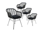 Zenmobilier - Set of 4 Black Synthetic Rattan Armchairs with Steel Legs