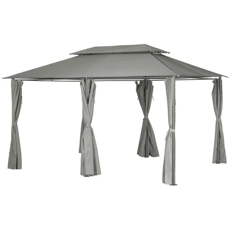 Thira rectangular pergola, slate color, 4x3m, in epoxy-coated steel - Hespéride