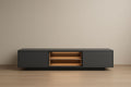 TV stand in black MDF and oak, 180x40x50 cm