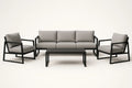 Grey Metal and Fabric Garden Furniture Set
