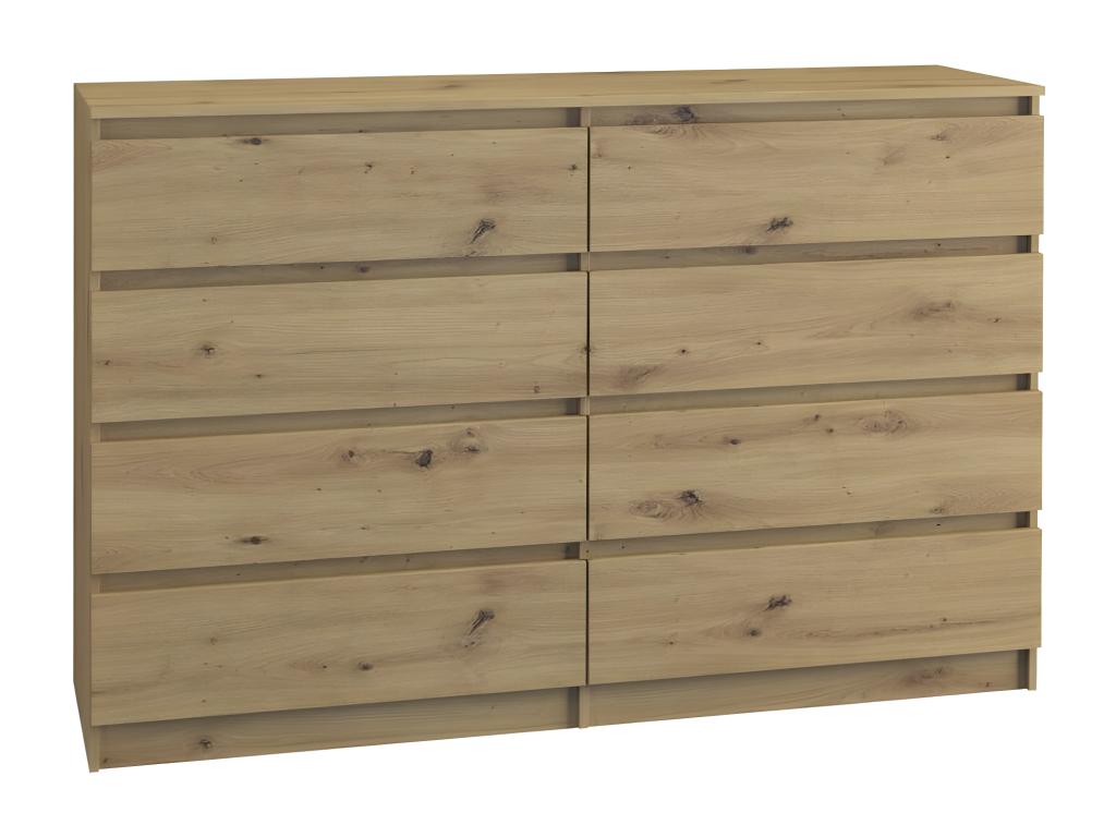 Logismaison - Large 8-drawer chest for bedroom/living room - 97x138x40 cm - Minimalist design - Storage unit - Wood look