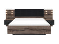 160x200 bed, bedside table with LED lighting and USB port included, Romane Wood