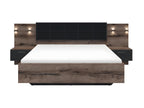 160x200 bed, bedside table with LED lighting and USB port included, Romane Wood