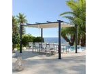 Mobiliazen/Aluminum Pergola 3x4m with Retractable Sliding Canopy - Grey/Ecru - OHIO XL
